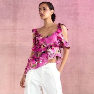 Cynthia Rowley Garden Party Silk Top size 8